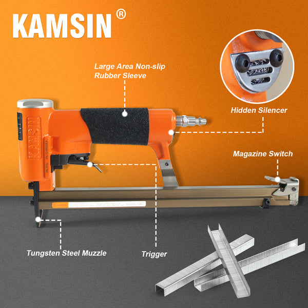 KIMSING Kamsin KN8016 21 Gauge Industrial Pneumatic Upholstery Stapler with  10,000 PCS Fine Wire Staples of